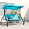 3-Person Outdoor Porch Swing with Adjustable Canopy and Converts to Bed Cushioned Patio Glider
